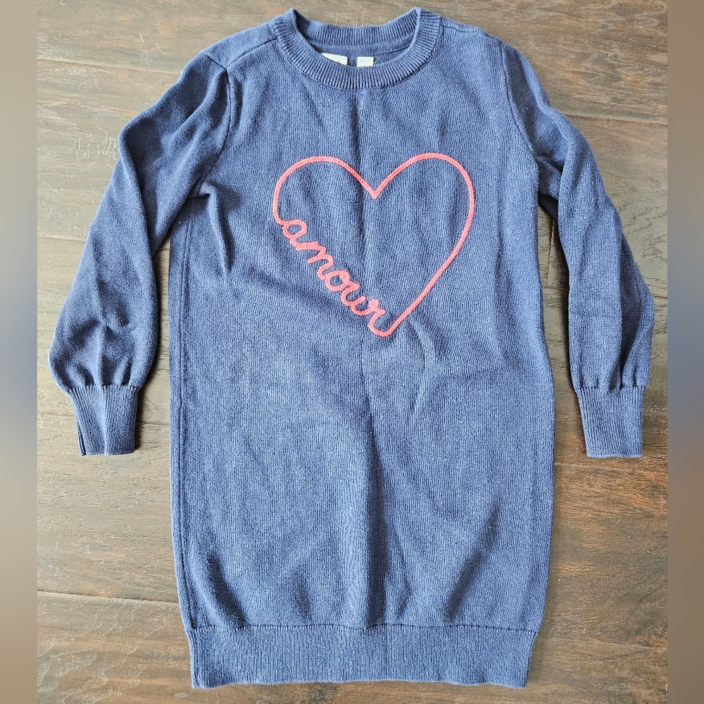GAP Kids Navy Long-Sleeve "Amour" Sweater Dress, Girls Size Small & Medium